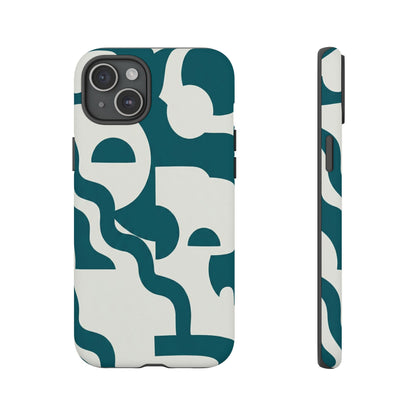 Abstract Teal Shapes Phone Case — Modern Geometric Tough Case
