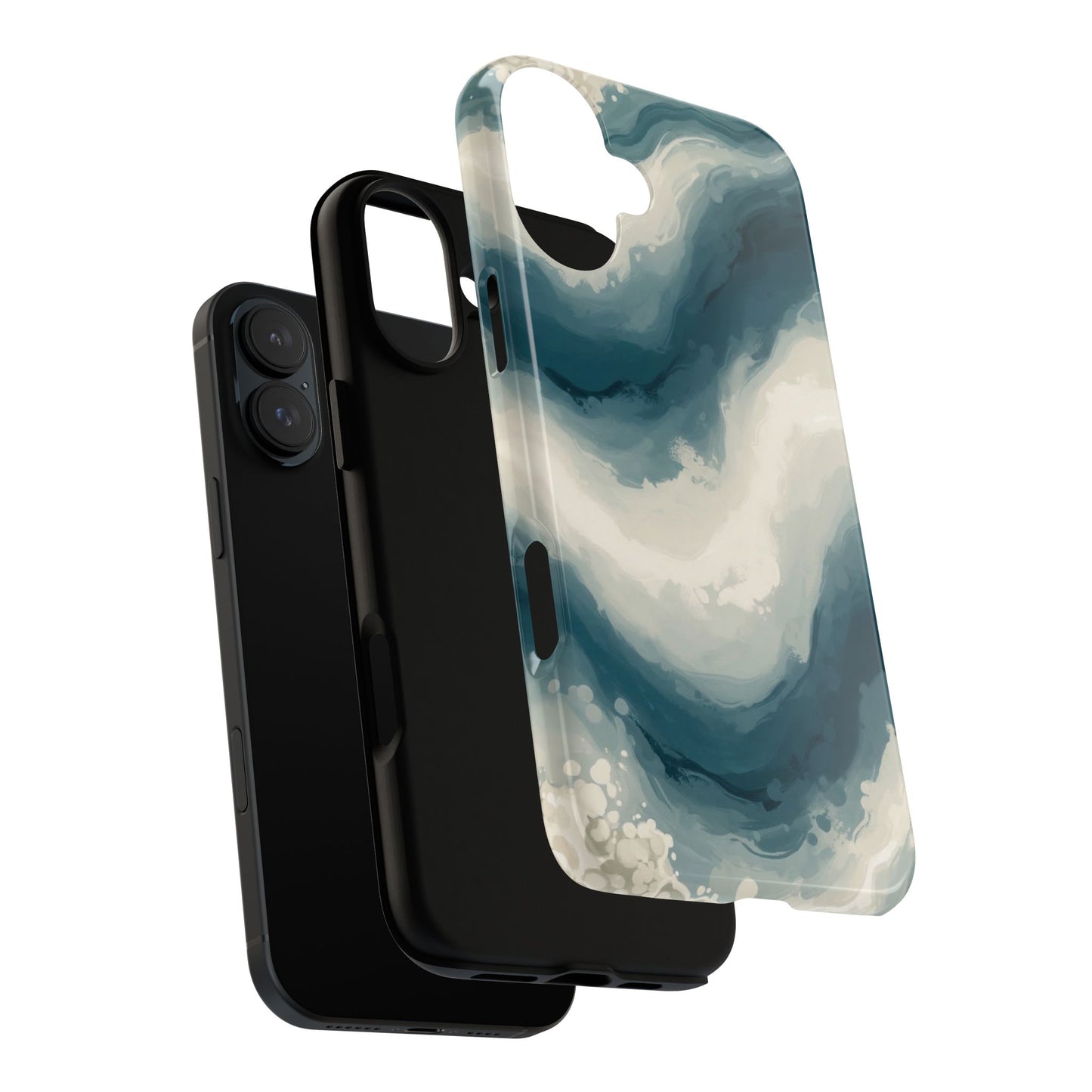Ocean Wave Marble Phone Case — Teal & Ivory Abstract Tough Case