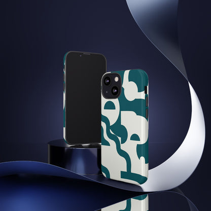 Abstract Teal Shapes Phone Case — Modern Geometric Tough Case
