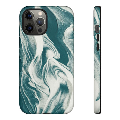 Marble Teal Tough Phone Case — Swirl Pattern Protective Cover