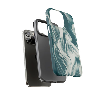 Marble Teal Tough Phone Case — Swirl Pattern Protective Cover