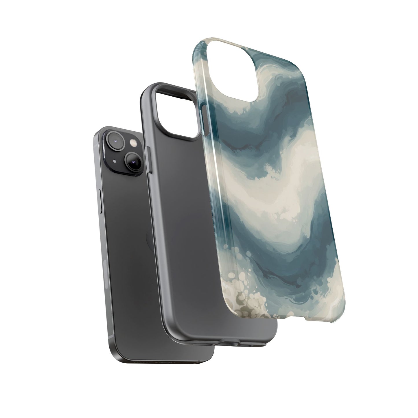 Ocean Wave Marble Phone Case — Teal & Ivory Abstract Tough Case