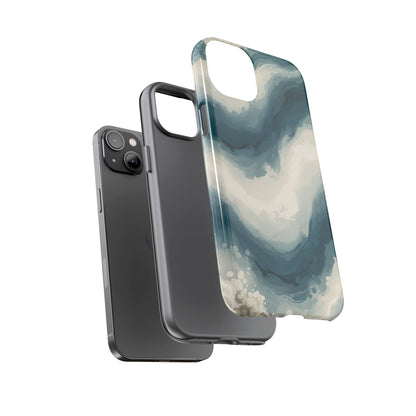 Ocean Wave Marble Phone Case — Teal & Ivory Abstract Tough Case