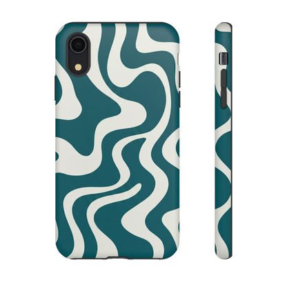 Teal Retro Swirl Tough Phone Case