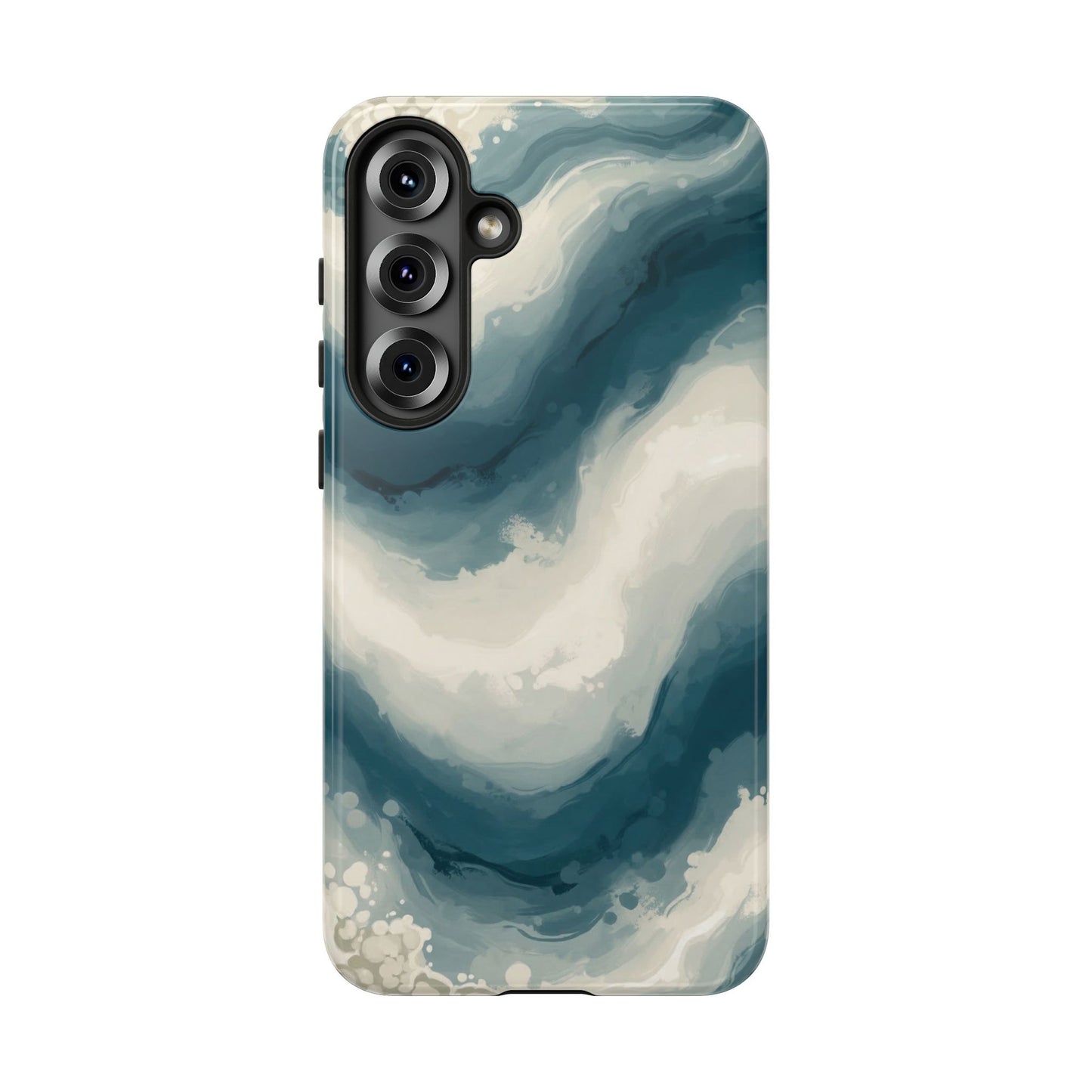 Ocean Wave Marble Phone Case — Teal & Ivory Abstract Tough Case
