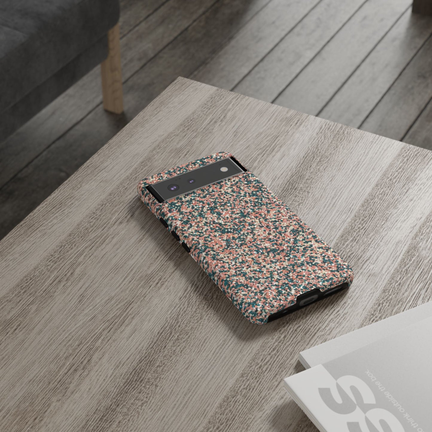 Speckled Confetti Tough Phone Case — Protective Floral Pink & Teal Design