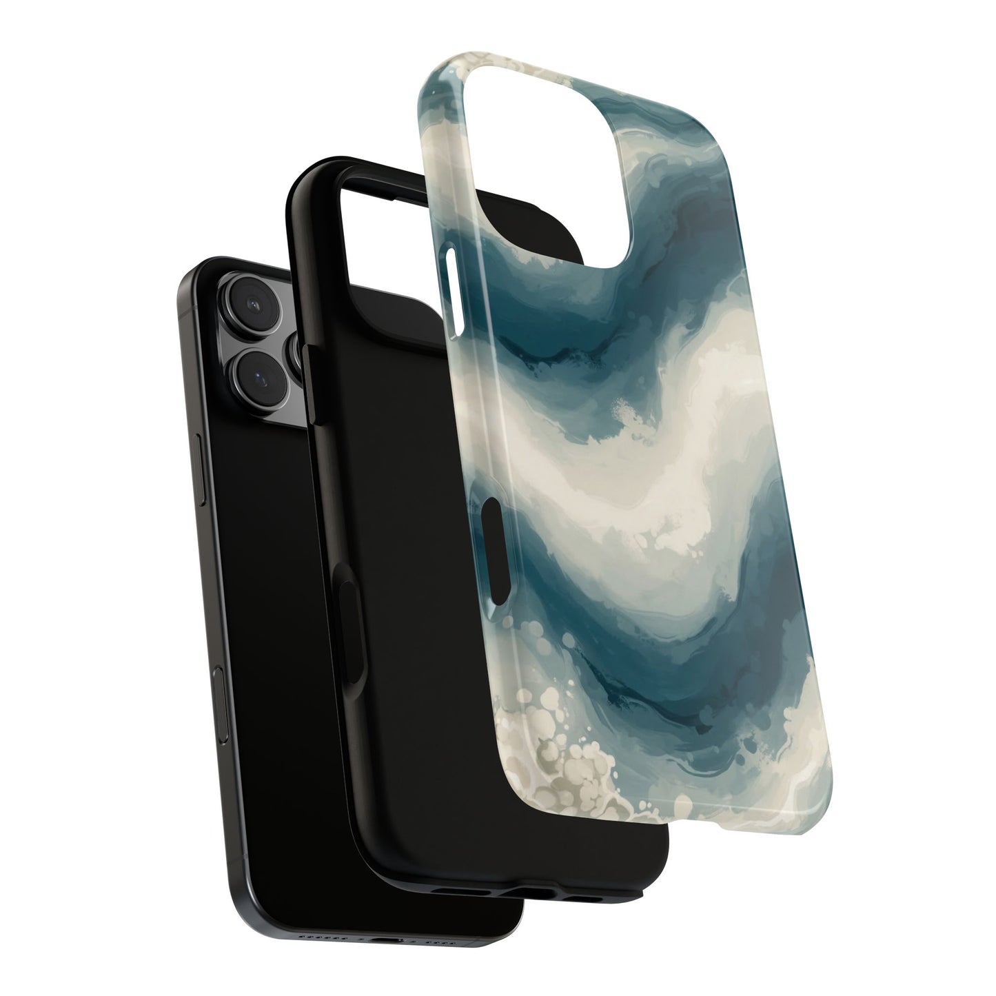 Ocean Wave Marble Phone Case — Teal & Ivory Abstract Tough Case