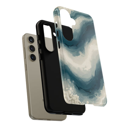 Ocean Wave Marble Phone Case — Teal & Ivory Abstract Tough Case