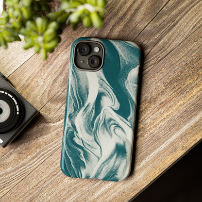 Marble Teal Tough Phone Case — Swirl Pattern Protective Cover