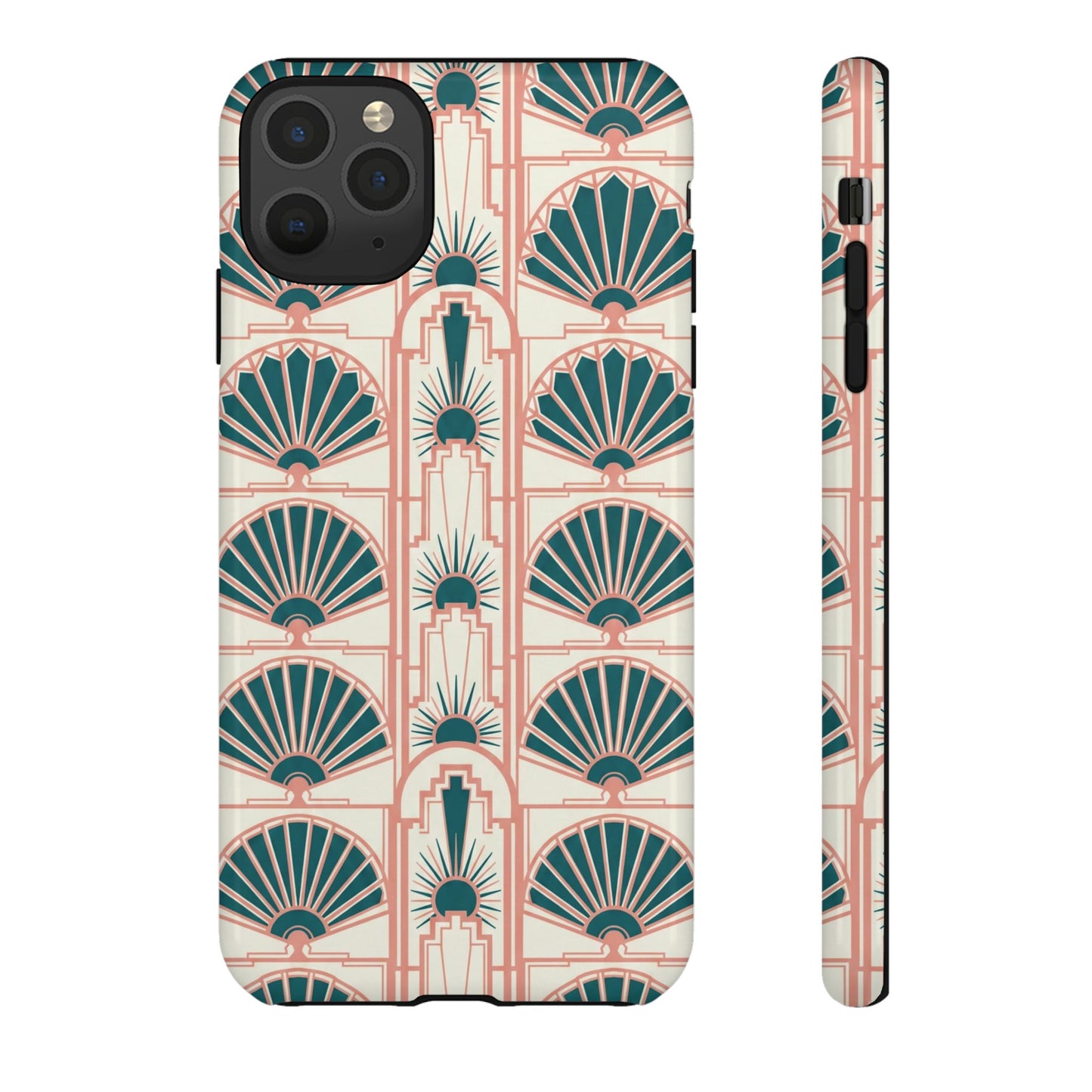 Art Deco Fan Pattern Tough Phone Case — Retro Geometric iPhone Cover