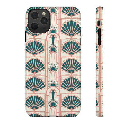 Art Deco Fan Pattern Tough Phone Case — Retro Geometric iPhone Cover