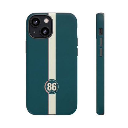 Racing Stripe Phone Case - Retro Teal with Number 86