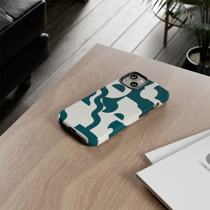 Abstract Teal Shapes Phone Case — Modern Geometric Tough Case