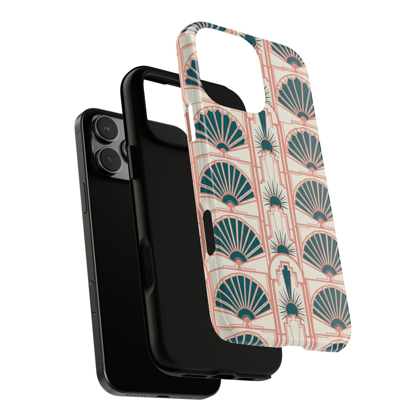 Art Deco Fan Pattern Tough Phone Case — Retro Geometric iPhone Cover