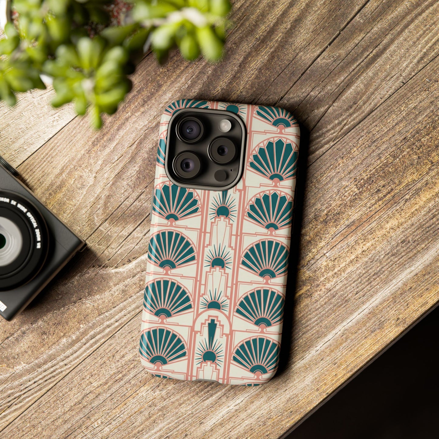 Art Deco Fan Pattern Tough Phone Case — Retro Geometric iPhone Cover