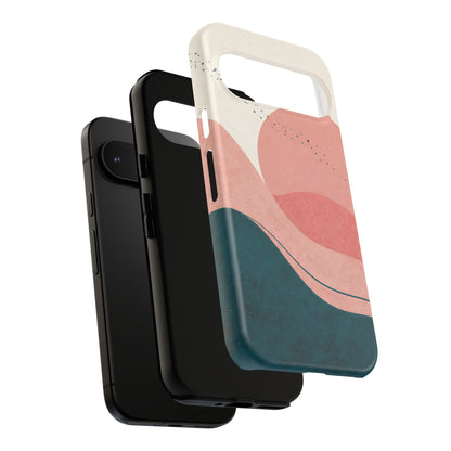 Abstract Sunset Phone Case — Pink & Teal Wave Tough Case