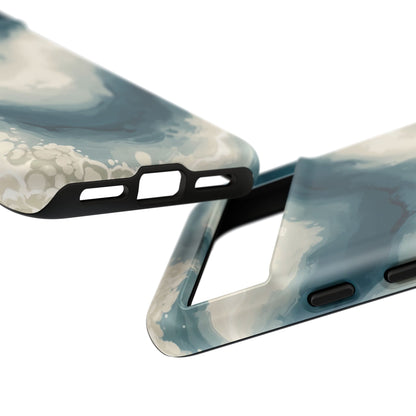 Ocean Wave Marble Phone Case — Teal & Ivory Abstract Tough Case