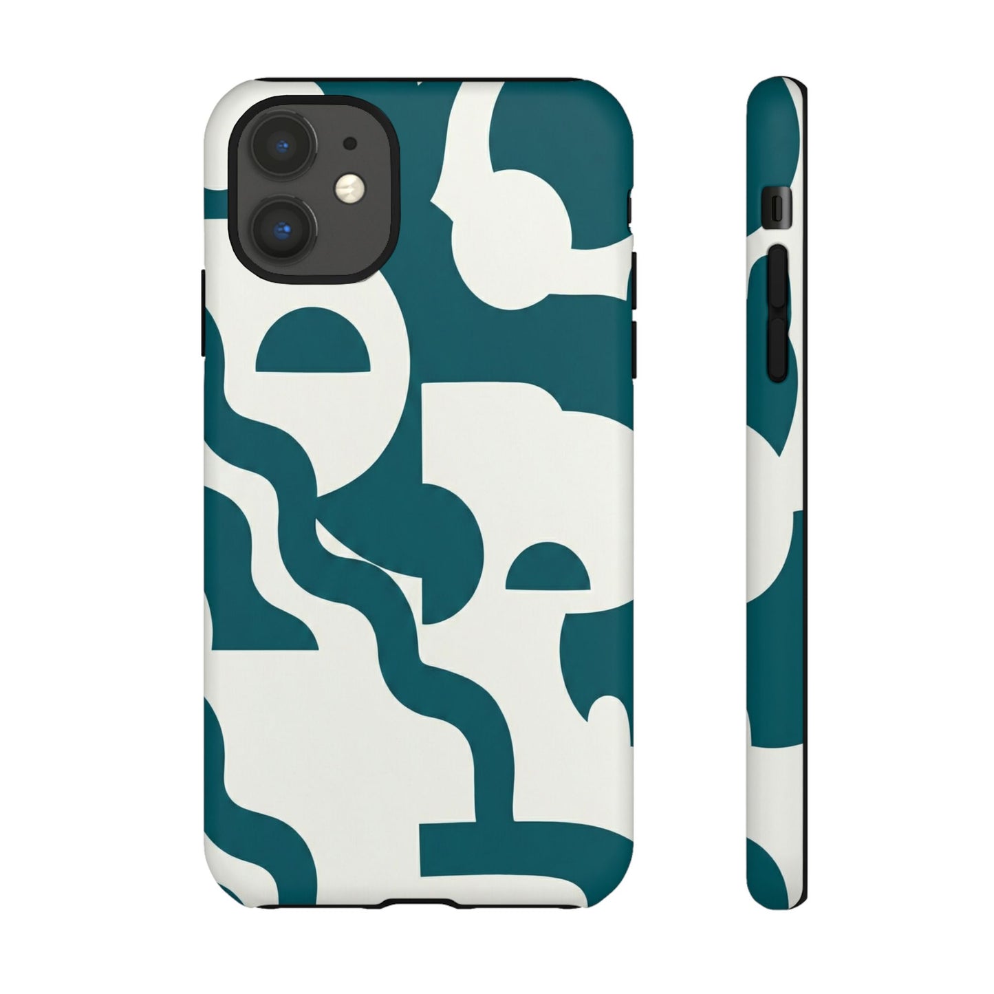 Abstract Teal Shapes Phone Case — Modern Geometric Tough Case