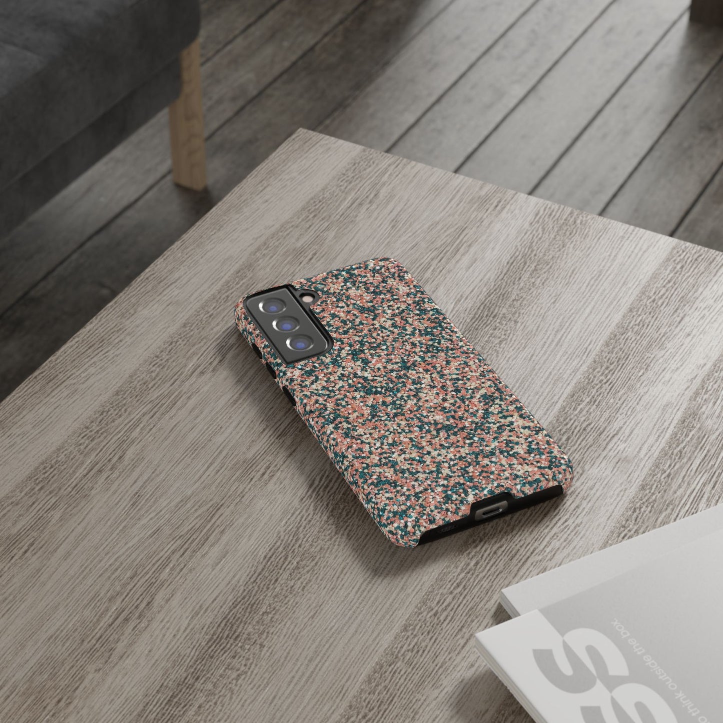 Speckled Pink & Teal Tough Phone Case — Durable Protective Cover