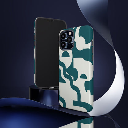 Abstract Teal Shapes Phone Case — Modern Geometric Tough Case