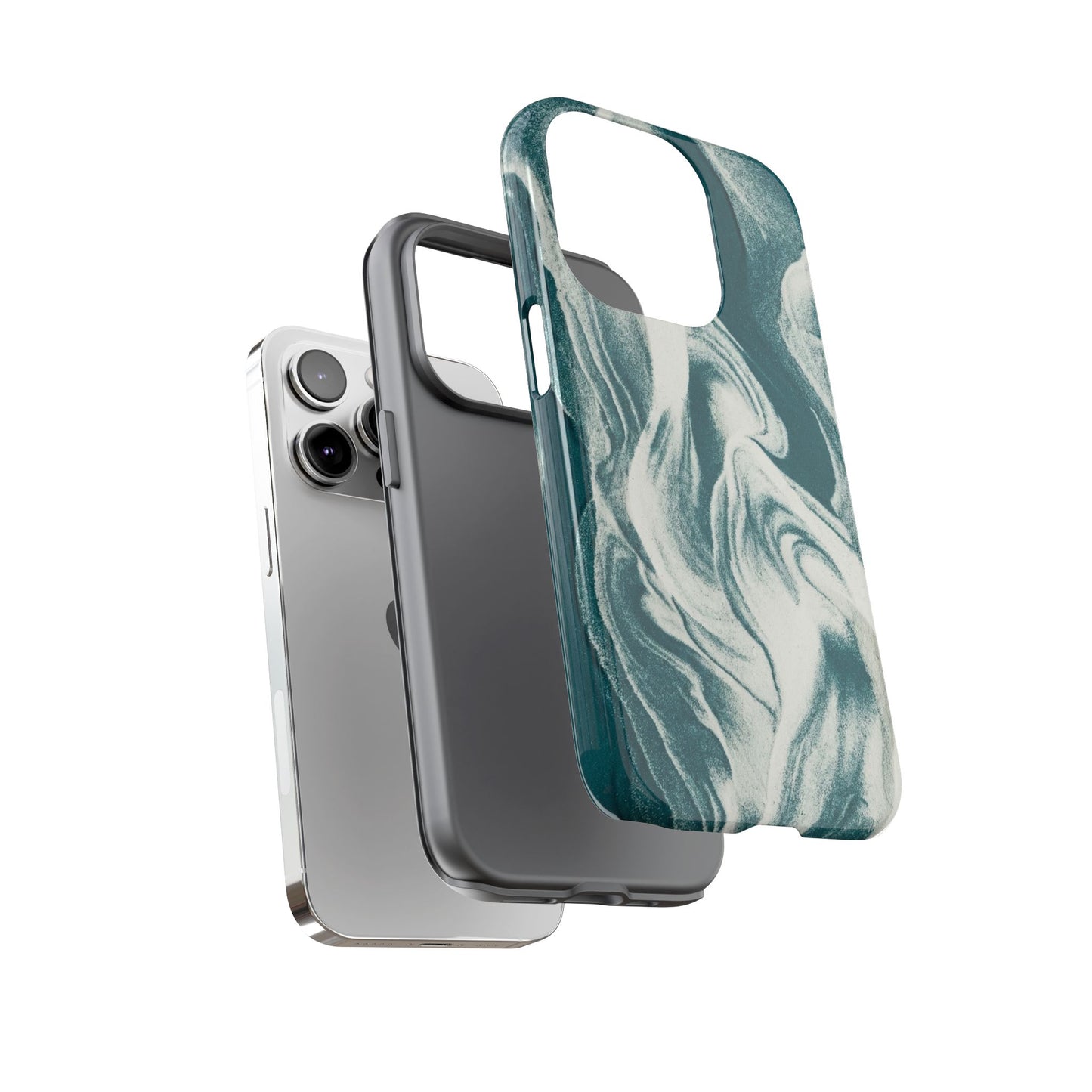 Marble Teal Tough Phone Case — Swirl Pattern Protective Cover