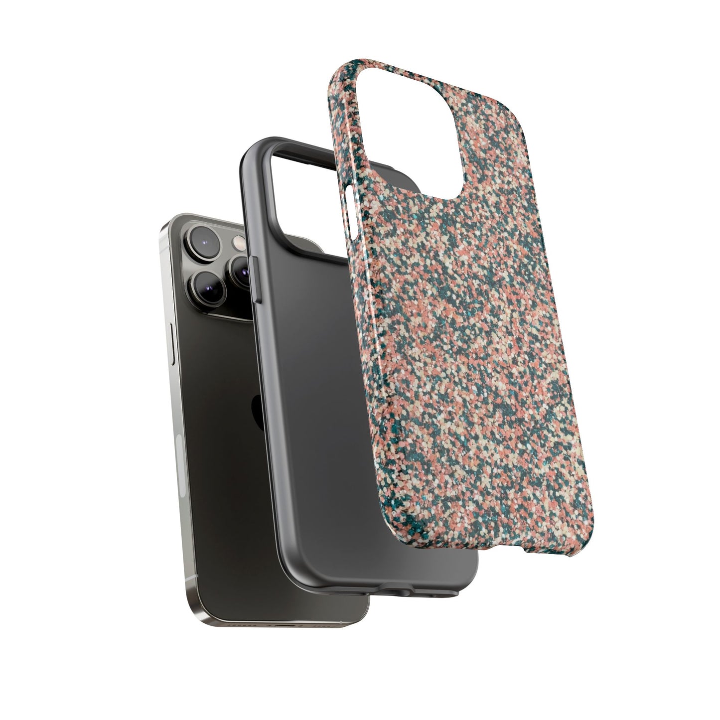 Glitter Speckle Tough Phone Case — Pink & Teal Protective Cover
