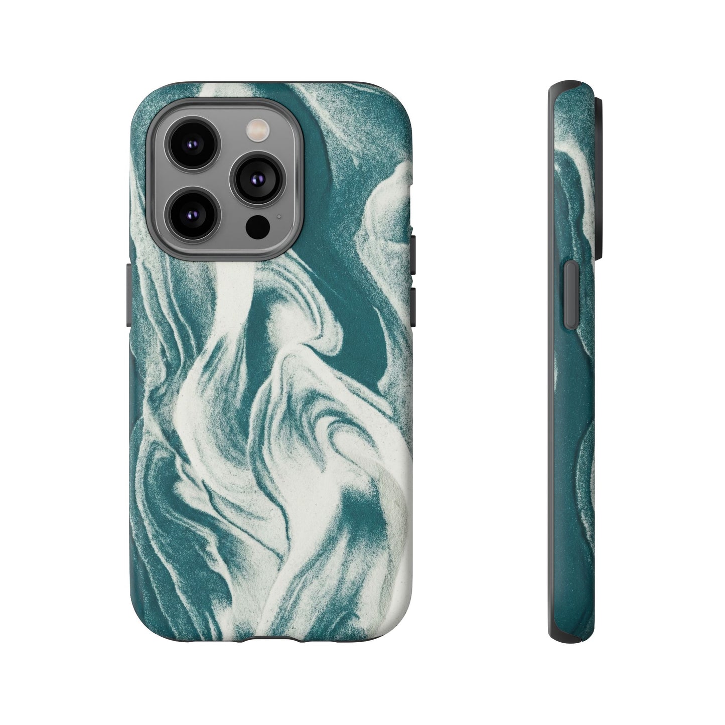 Marble Teal Tough Phone Case — Swirl Pattern Protective Cover