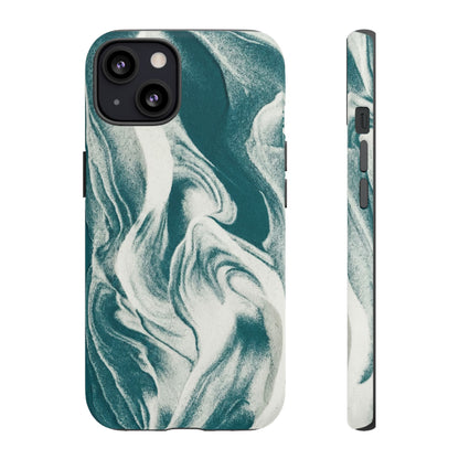 Marble Teal Tough Phone Case — Swirl Pattern Protective Cover