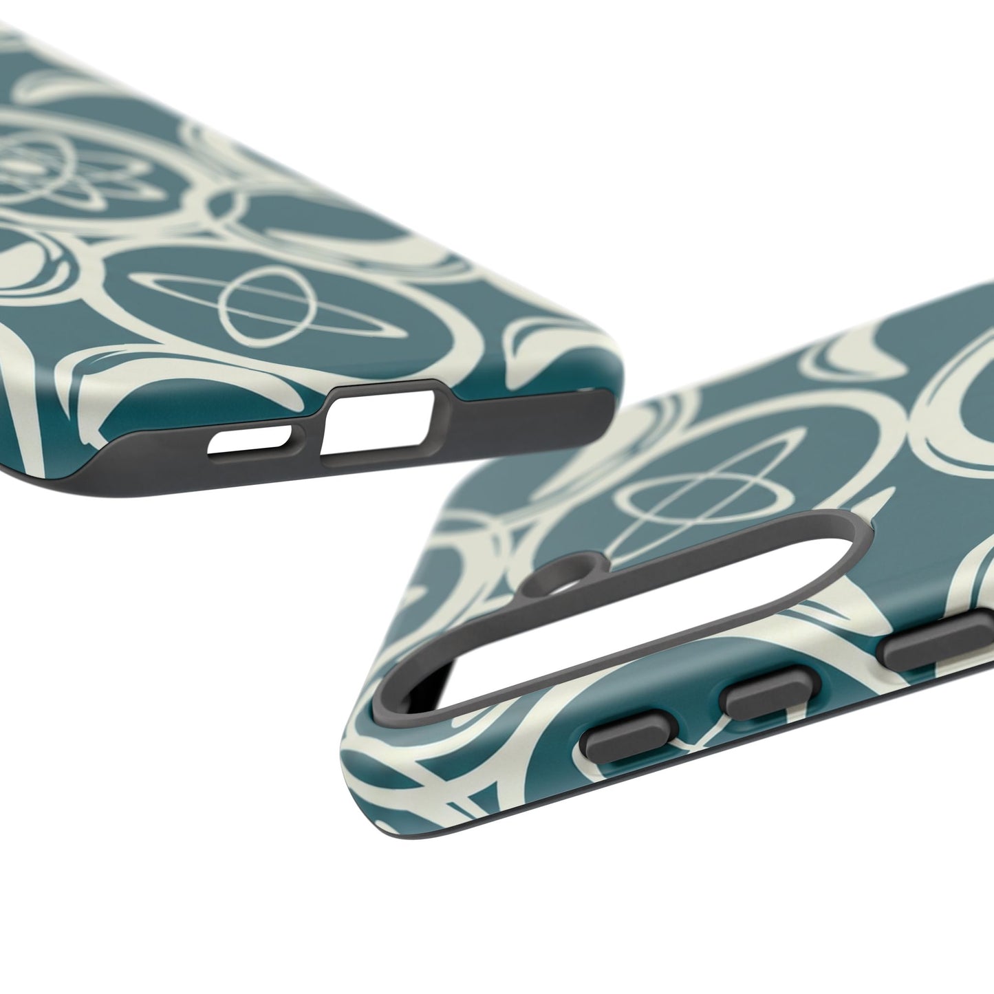 Atomic Geo Tough Phone Case — Teal Retro Science Pattern