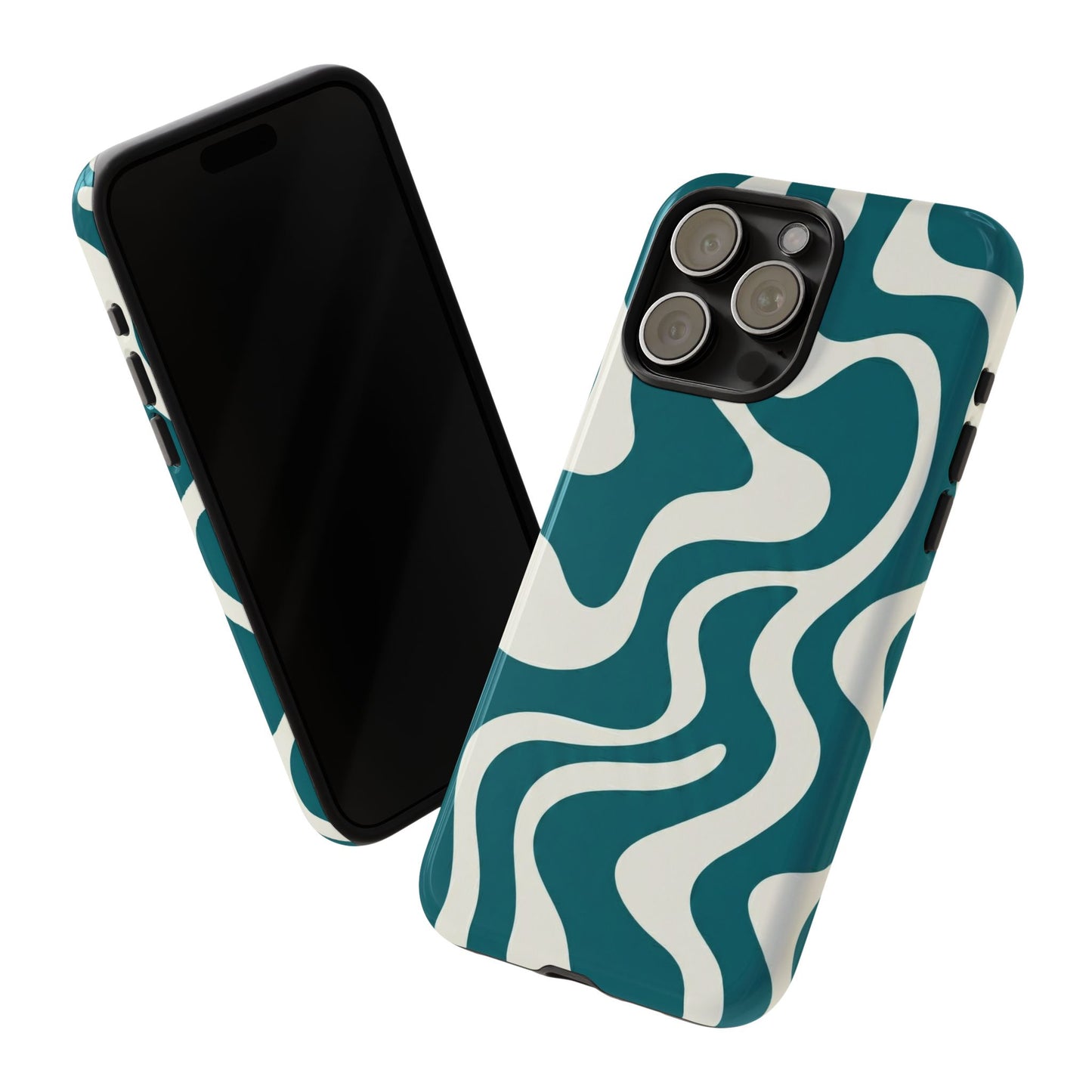 Teal Retro Swirl Tough Phone Case