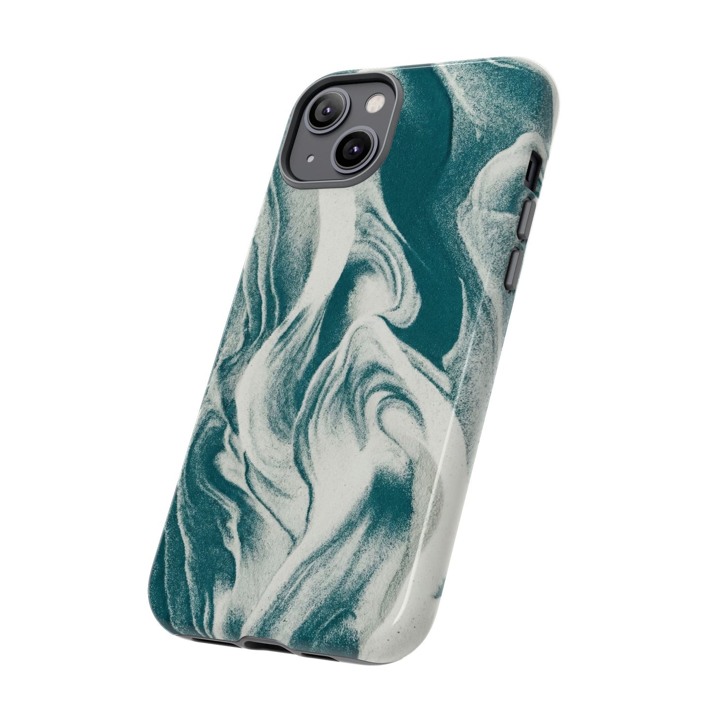 Marble Teal Tough Phone Case — Swirl Pattern Protective Cover