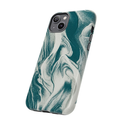 Marble Teal Tough Phone Case — Swirl Pattern Protective Cover
