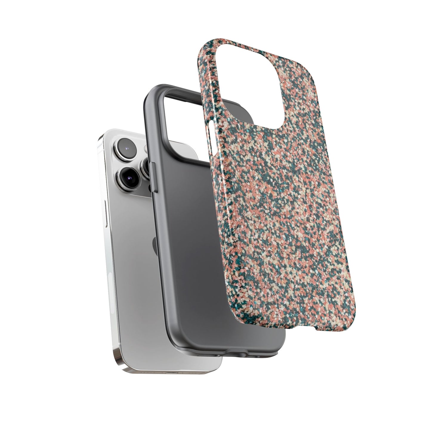 Glitter Speckle Tough Phone Case — Pink & Teal Protective Cover
