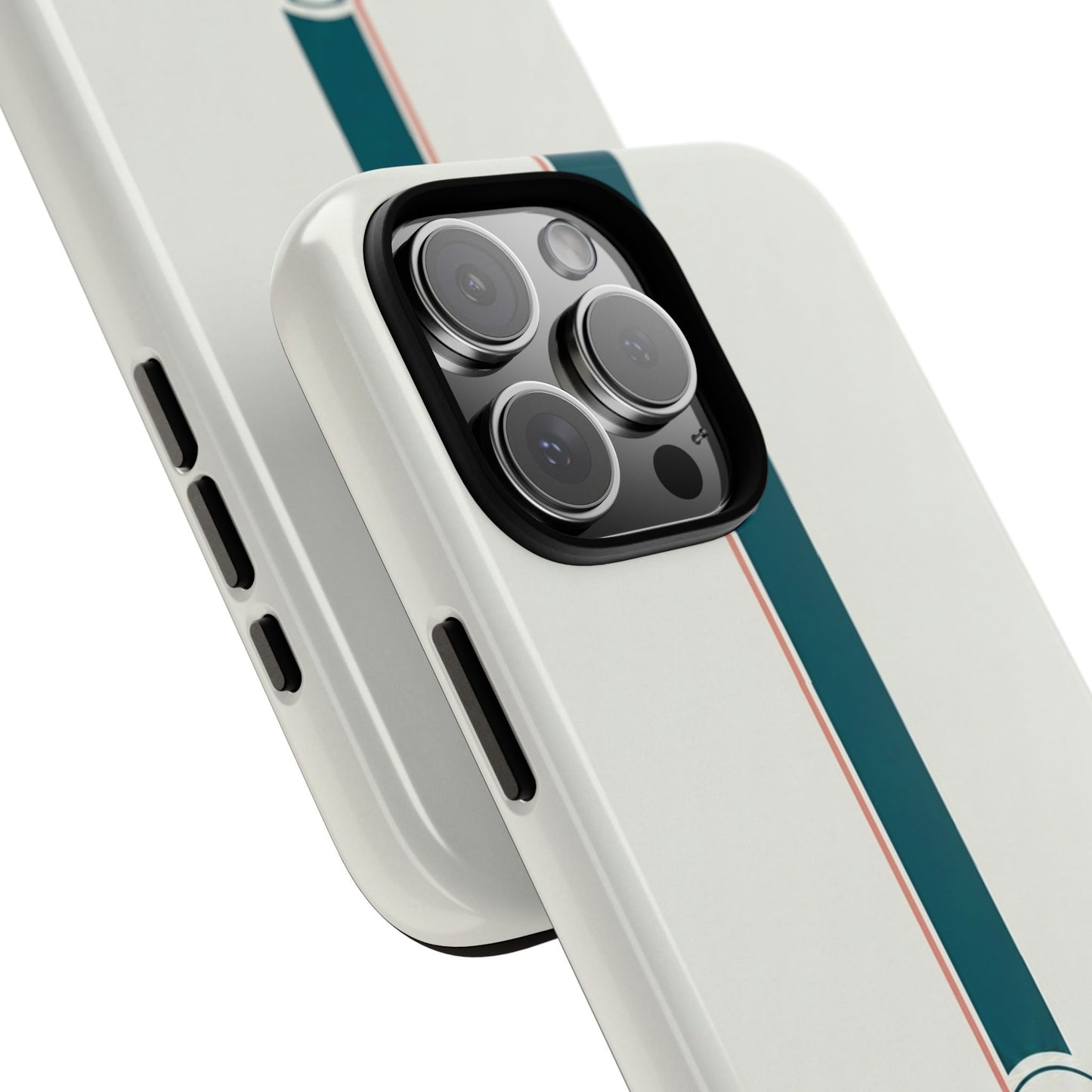 Racing Stripe Tough Phone Case — Retro White With '86 Circle Badge