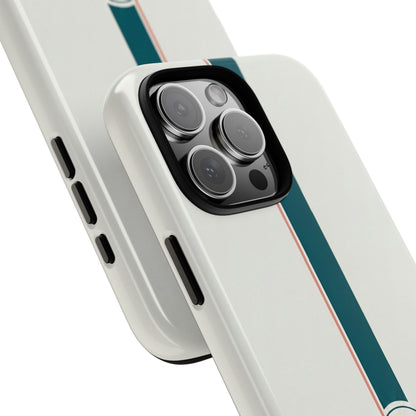 Racing Stripe Tough Phone Case — Retro White With '86 Circle Badge