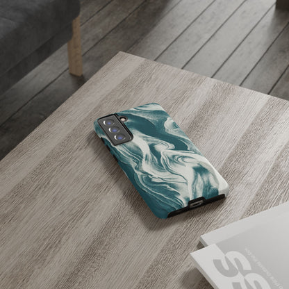 Teal Marble Tough Phone Case — Protective Artistic Swirl Design
