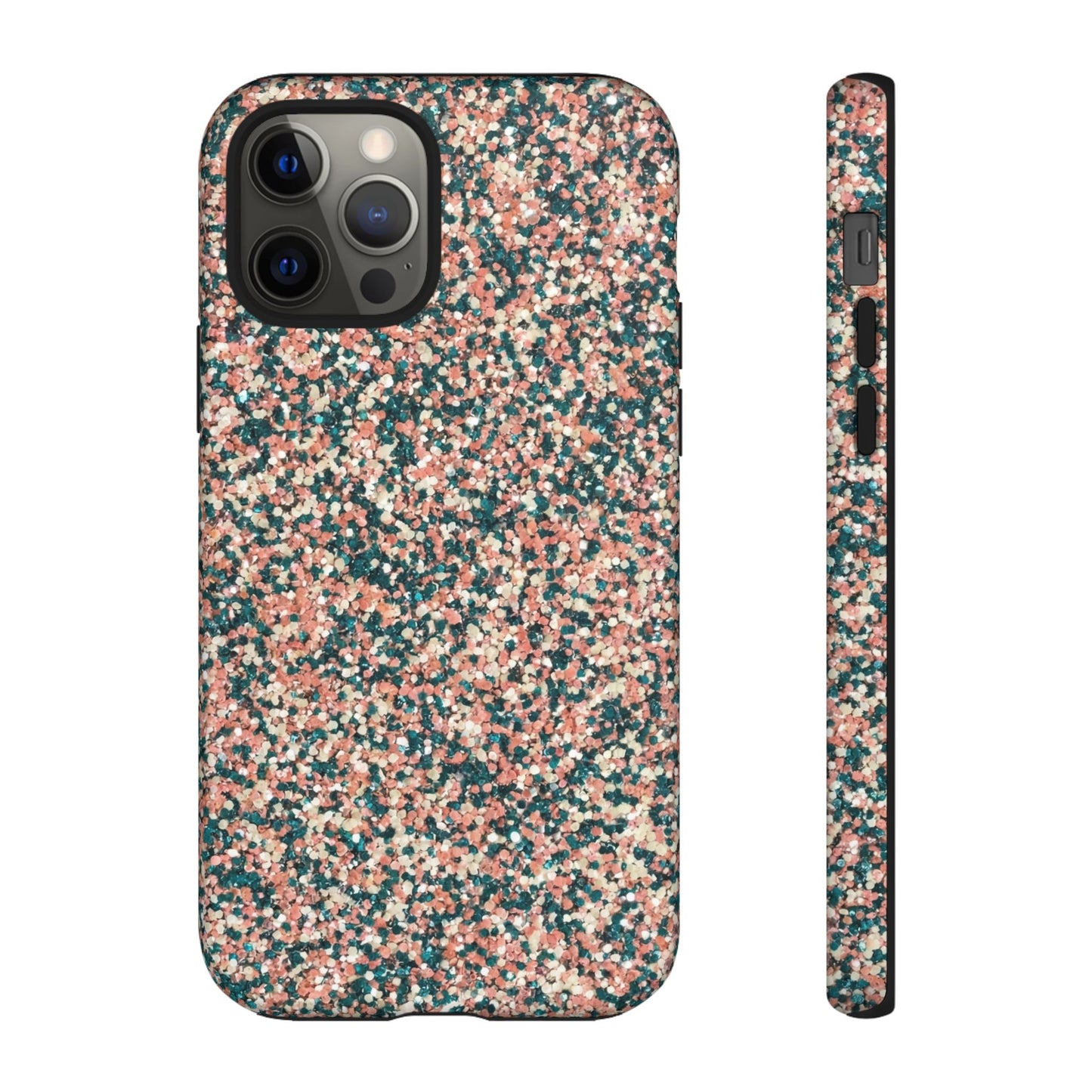 Glitter Speckle Tough Phone Case — Pink & Teal Protective Cover