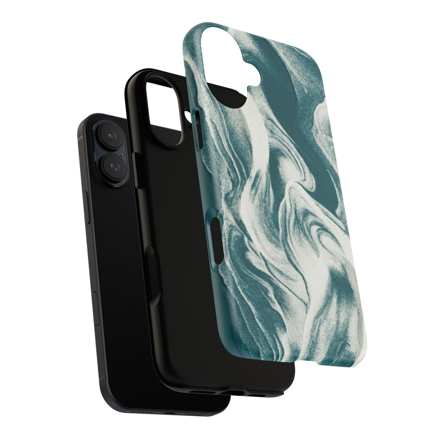 Marble Teal Tough Phone Case — Swirl Pattern Protective Cover
