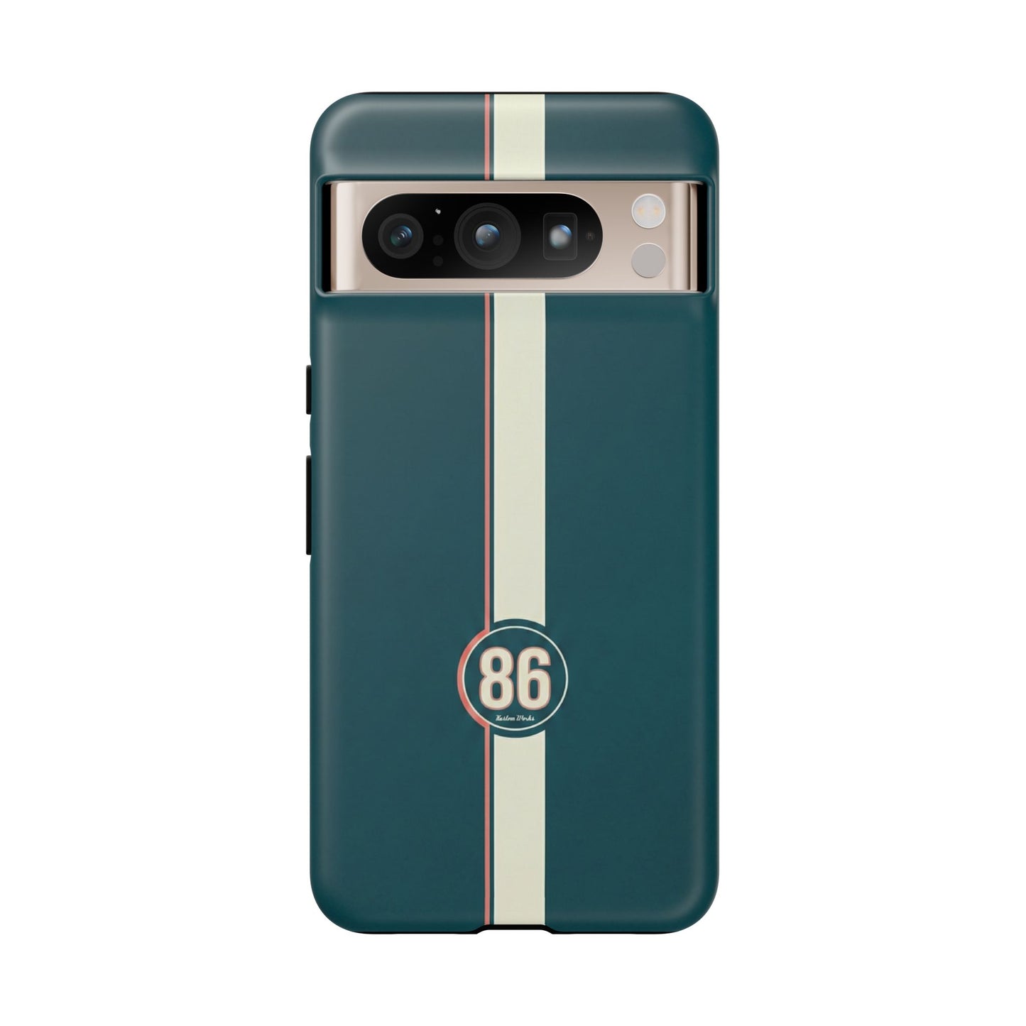 Racing Stripe Phone Case - Retro Teal with Number 86