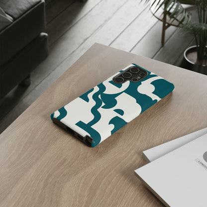 Abstract Teal Pattern Phone Case — Modern Geometric Tough Case