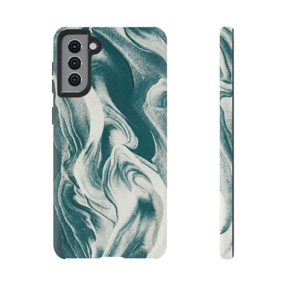 Teal Marble Tough Phone Case — Protective Artistic Swirl Design