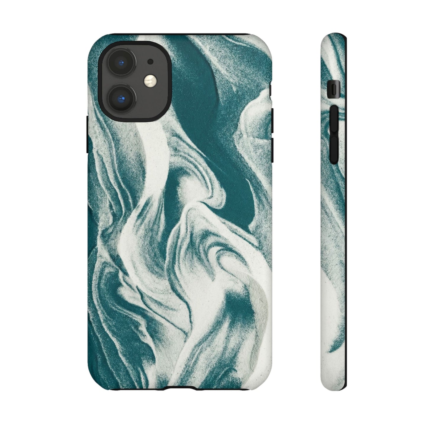 Marble Teal Tough Phone Case — Swirl Pattern Protective Cover