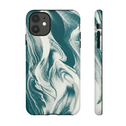 Marble Teal Tough Phone Case — Swirl Pattern Protective Cover