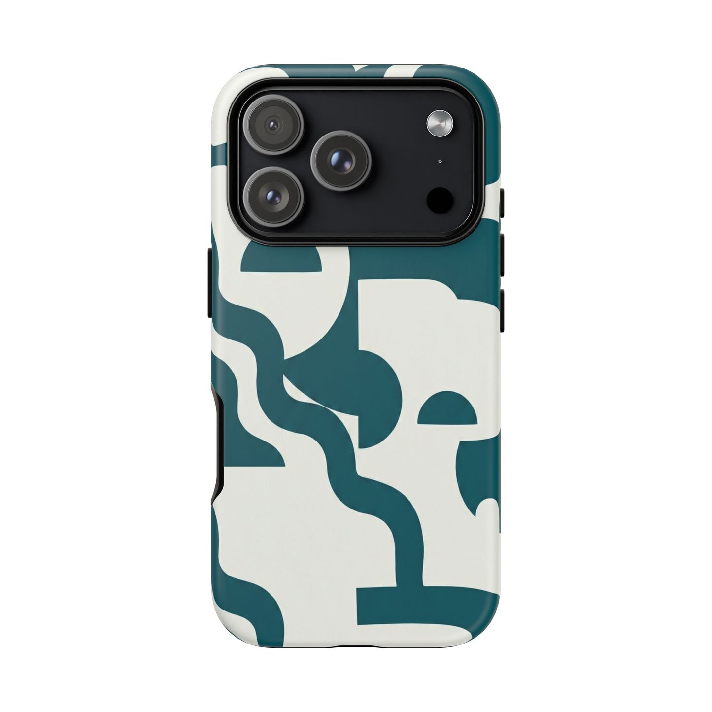 Abstract Teal Shapes Phone Case — Modern Geometric Tough Case