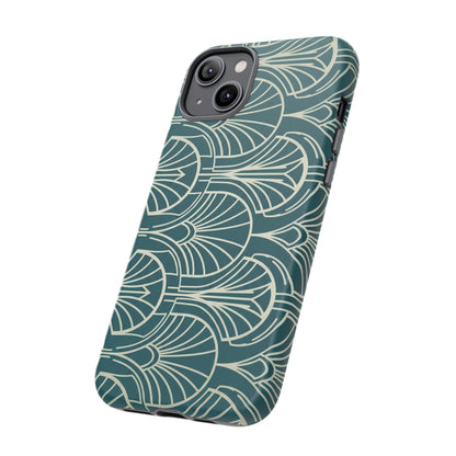 Art Deco Teal Pattern Tough Phone Case — Vintage Geometric Protective Case