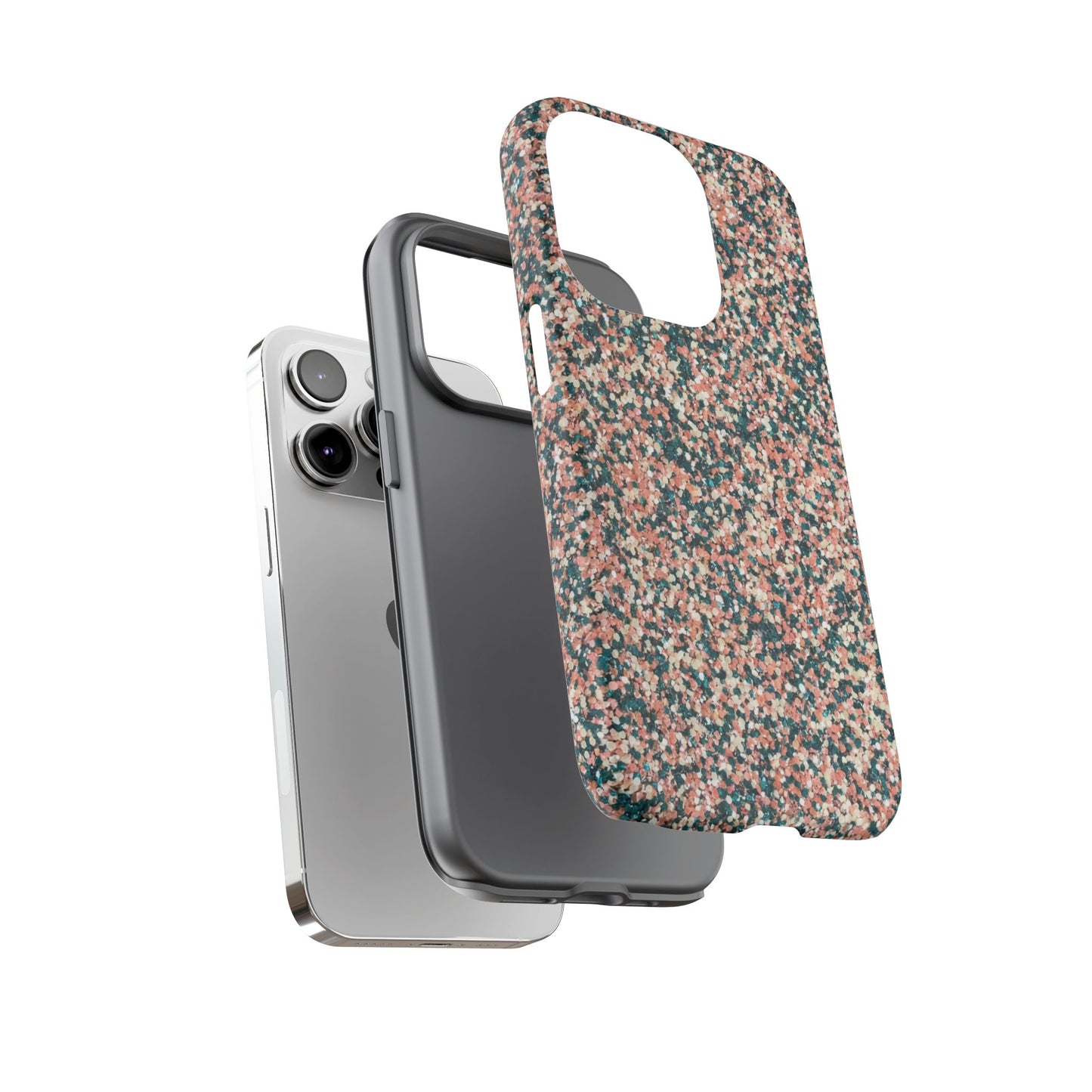Glitter Speckle Tough Phone Case — Pink & Teal Protective Cover