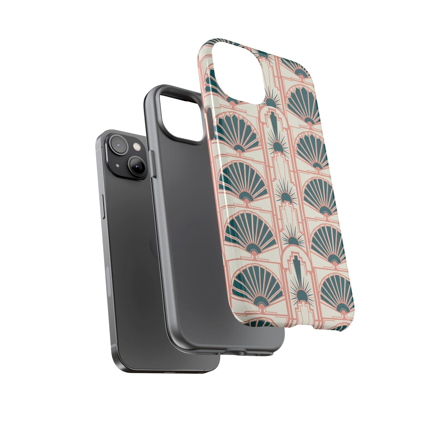 Art Deco Fan Pattern Tough Phone Case — Retro Geometric iPhone Cover