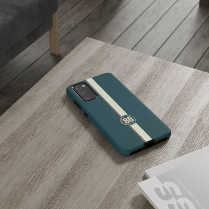 Racing Stripe Phone Case - Retro Teal with Number 86