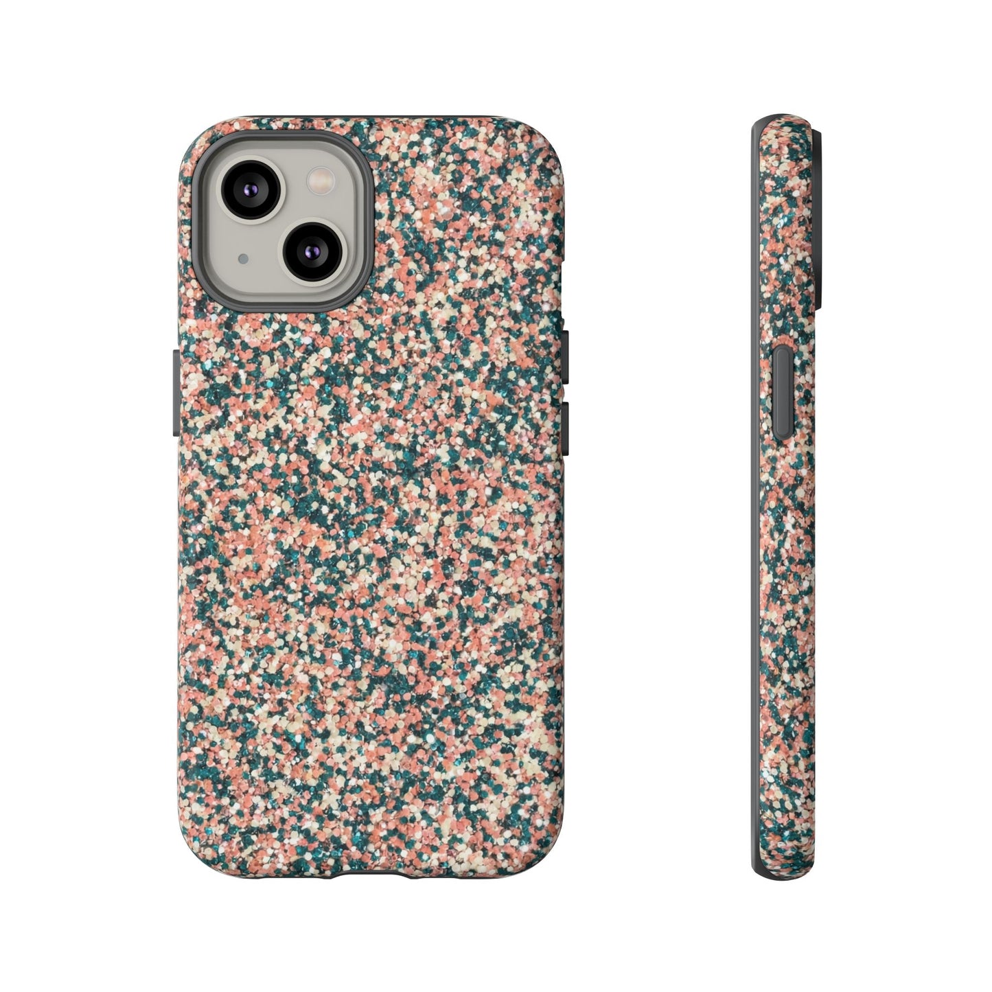 Glitter Speckle Tough Phone Case — Pink & Teal Protective Cover