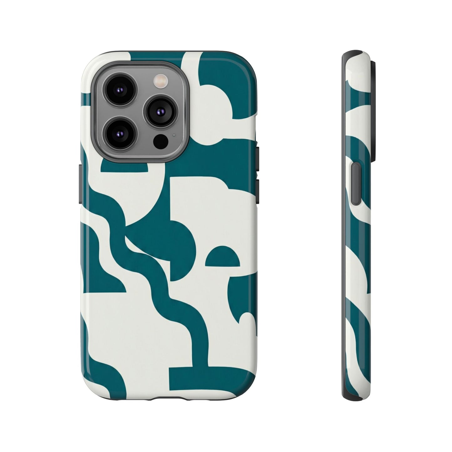 Abstract Teal Shapes Phone Case — Modern Geometric Tough Case